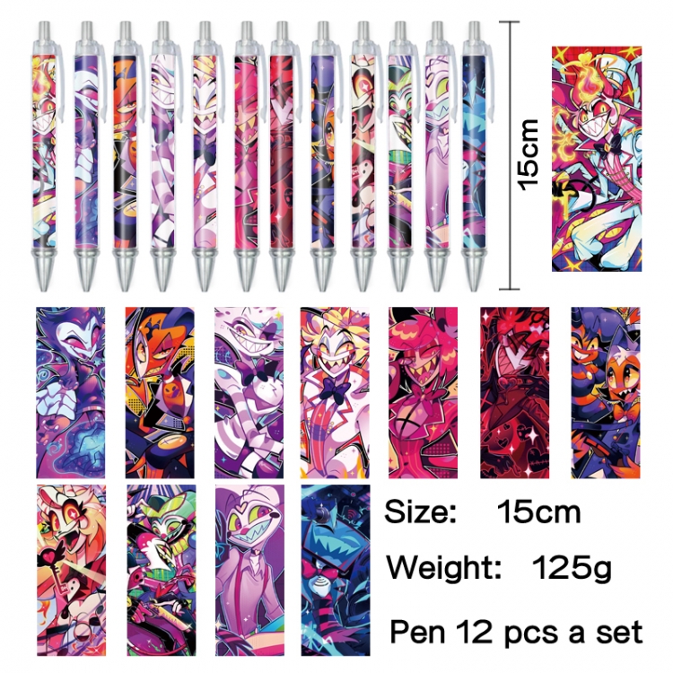 Hazbin Hotel  Anime peripheral student color picture ballpoint pen neutral pen 15cm a set of 12