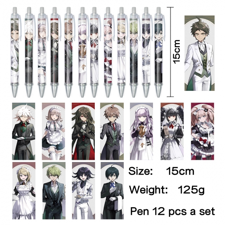 Dangan-Ronpa Anime peripheral student color picture ballpoint pen neutral pen 15cm a set of 12