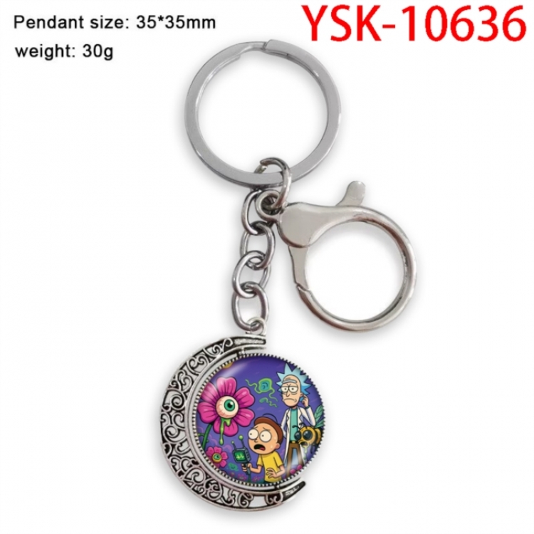 Rick and Morty Anime double-sided crystal rotating gemstone keychain pendant price for 5 pcs