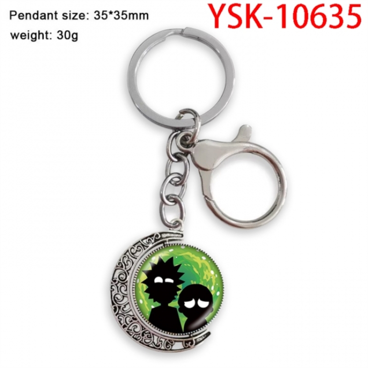 Rick and Morty Anime double-sided crystal rotating gemstone keychain pendant price for 5 pcs