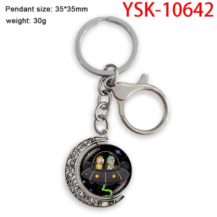 Rick and Morty Anime double-sided crystal rotating gemstone keychain pendant price for 5 pcs
