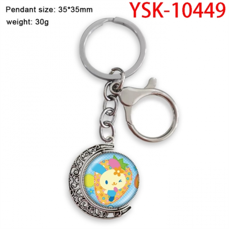 Sanrio Anime double-sided crystal rotating gemstone keychain pendant price for 5 pcs