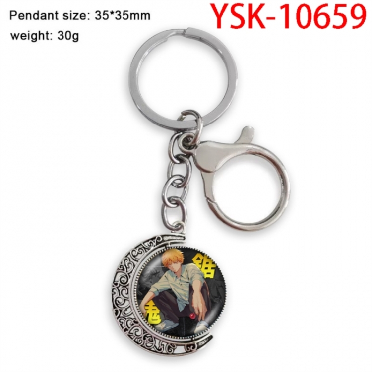 Chainsaw Man Anime double-sided crystal rotating gemstone keychain pendant price for 5 pcs