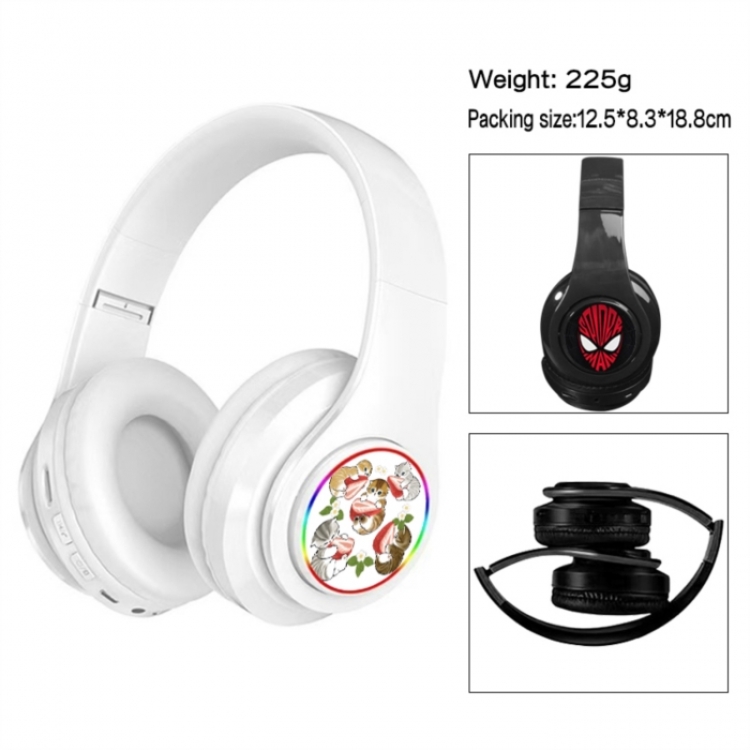 SharkCat Anime Print Foldable Over-Ear Bluetooth Headphones 12.5x8.3x18.8cm